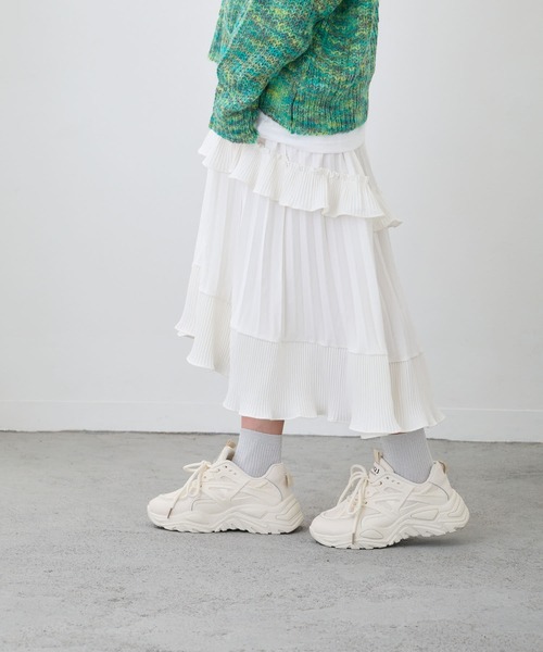 Loco Ocean（ロコオーシャン）の「プリーツロング丈ティアードスカート（スカート・レディース・ブラック/ホワイト・FREE）」の5枚目の写真