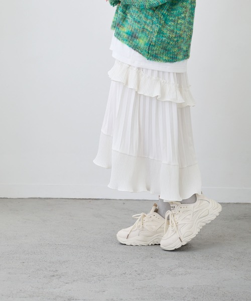 Loco Ocean（ロコオーシャン）の「プリーツロング丈ティアードスカート（スカート・レディース・ブラック/ホワイト・FREE）」の6枚目の写真