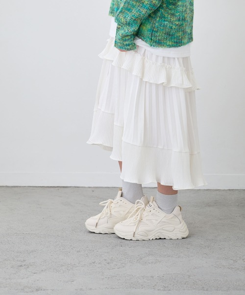 Loco Ocean（ロコオーシャン）の「プリーツロング丈ティアードスカート（スカート・レディース・ブラック/ホワイト・FREE）」の7枚目の写真