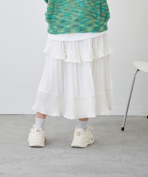 Loco Ocean（ロコオーシャン）の「プリーツロング丈ティアードスカート（スカート・レディース・ブラック/ホワイト・FREE）」の8枚目の写真