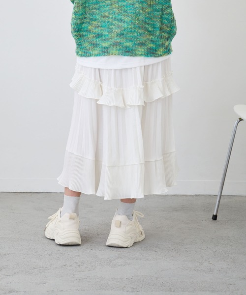 Loco Ocean（ロコオーシャン）の「プリーツロング丈ティアードスカート（スカート・レディース・ブラック/ホワイト・FREE）」の9枚目の写真