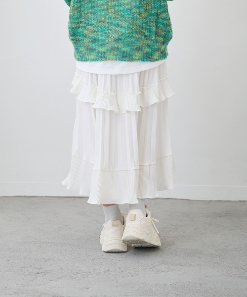 Loco Ocean（ロコオーシャン）の「プリーツロング丈ティアードスカート（スカート・レディース・ブラック/ホワイト・FREE）」の10枚目の写真