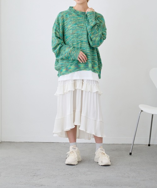 Loco Ocean（ロコオーシャン）の「プリーツロング丈ティアードスカート（スカート・レディース・ブラック/ホワイト・FREE）」の11枚目の写真