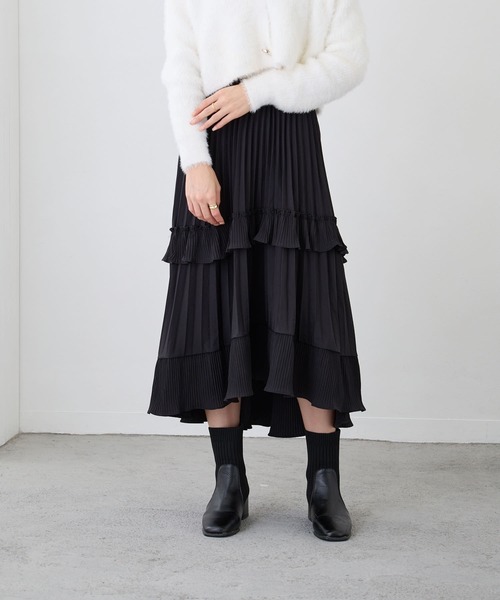 Loco Ocean（ロコオーシャン）の「プリーツロング丈ティアードスカート（スカート・レディース・ブラック/ホワイト・FREE）」の18枚目の写真
