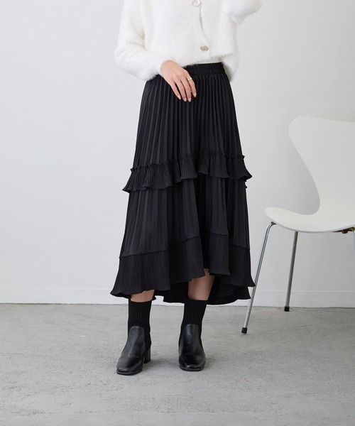 Loco Ocean（ロコオーシャン）の「プリーツロング丈ティアードスカート（スカート・レディース・ブラック/ホワイト・FREE）」の19枚目の写真