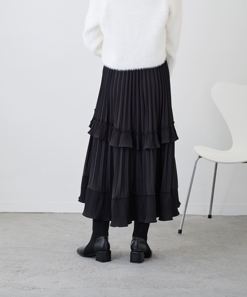 Loco Ocean（ロコオーシャン）の「プリーツロング丈ティアードスカート（スカート・レディース・ブラック/ホワイト・FREE）」の22枚目の写真