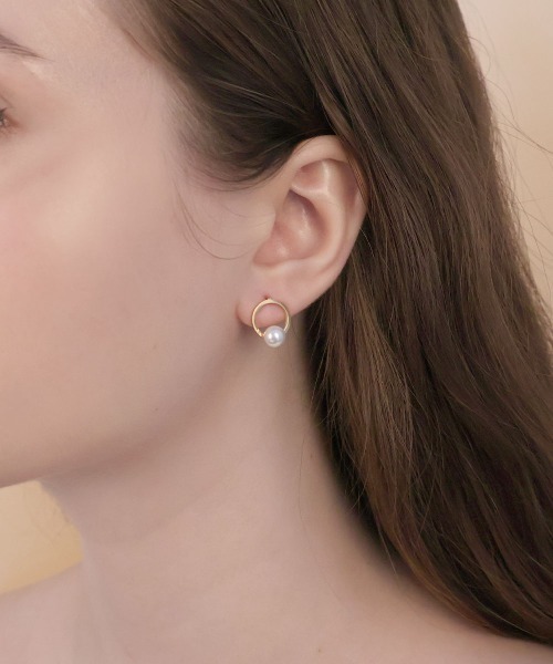 セール】【金属アレルギー対応】 サークルリング パール ピアス 