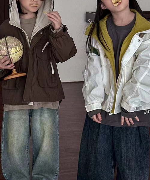 aimoha（アイモハ）の「【aimoha-KIDS-】子供服　マウンテンジャケット（マウンテンパーカー・キッズ・チョコ/オフホワイト・130/120/160/150/140/110）」の7枚目の写真