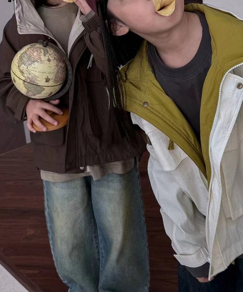 aimoha（アイモハ）の「【aimoha-KIDS-】子供服　マウンテンジャケット（マウンテンパーカー・キッズ・チョコ/オフホワイト・130/120/160/150/140/110）」の8枚目の写真