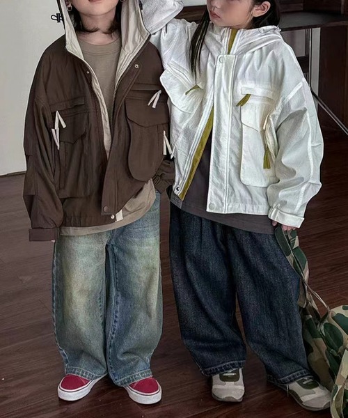 aimoha（アイモハ）の「【aimoha-KIDS-】子供服　マウンテンジャケット（マウンテンパーカー・キッズ・チョコ/オフホワイト・130/120/160/150/140/110）」の6枚目の写真