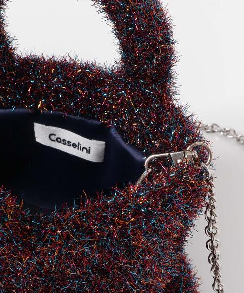 Casselini（キャセリーニ）の「Casselini　シャイニーニットミニバッグ（トートバッグ・レディース・シルバー/ホワイト/パープル・ONE）」の11枚目の写真