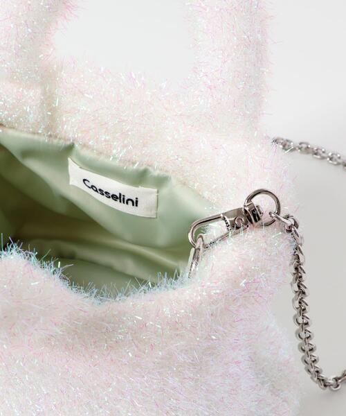 Casselini（キャセリーニ）の「Casselini　シャイニーニットミニバッグ（トートバッグ・レディース・シルバー/ホワイト/パープル・ONE）」の15枚目の写真