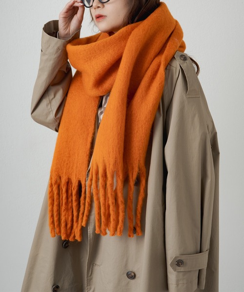 PUAL CE CIN（ピュアルセシン）の「起毛フェイクウール無地マフラー（マフラー・レディース・オレンジ/ライトベージュ/ライトグレー/アイボリー/ピンクベージュ・FREE）」の5枚目の写真
