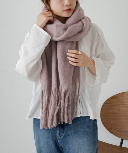 PUAL CE CIN（ピュアルセシン）の「起毛フェイクウール無地マフラー（マフラー・レディース・オレンジ/ライトベージュ/ライトグレー/アイボリー/ピンクベージュ・FREE）」の10枚目の写真