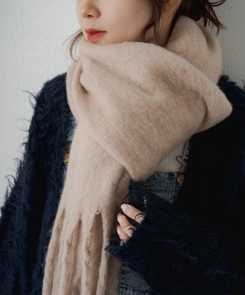 PUAL CE CIN（ピュアルセシン）の「起毛フェイクウール無地マフラー（マフラー・レディース・オレンジ/ライトベージュ/ライトグレー/アイボリー/ピンクベージュ・FREE）」の9枚目の写真