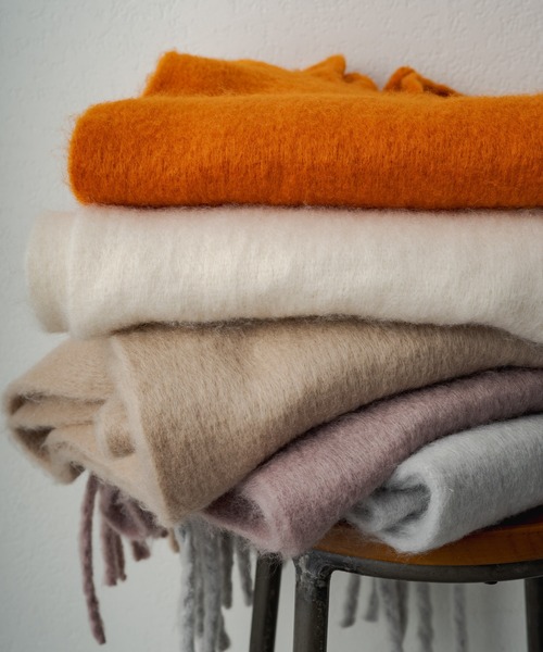 PUAL CE CIN（ピュアルセシン）の「起毛フェイクウール無地マフラー（マフラー・レディース・オレンジ/ライトベージュ/ライトグレー/アイボリー/ピンクベージュ・FREE）」の6枚目の写真