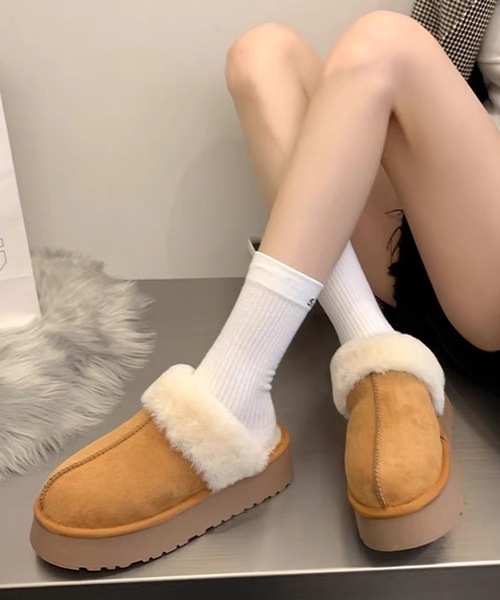 shopnikoniko(ショップニコニコ)の「ムートン スリッポン 厚底 スリッパ ムートンサンダル ムートンサボ(スリッポン・レディース・アイボリー/ブラック/キャメル・23.5/24/23)」の7枚目の写真