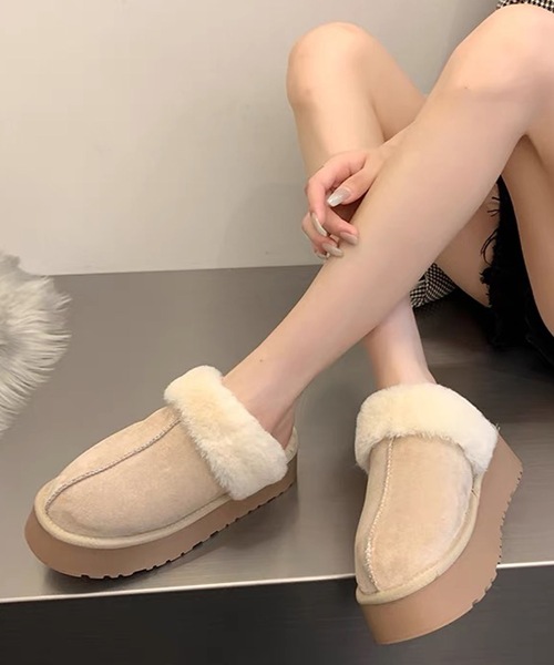 shopnikoniko(ショップニコニコ)の「ムートン スリッポン 厚底 スリッパ ムートンサンダル ムートンサボ(スリッポン・レディース・アイボリー/ブラック/キャメル・23.5/24/23)」の10枚目の写真