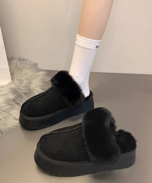 shopnikoniko(ショップニコニコ)の「ムートン スリッポン 厚底 スリッパ ムートンサンダル ムートンサボ(スリッポン・レディース・アイボリー/ブラック/キャメル・23.5/24/23)」の12枚目の写真