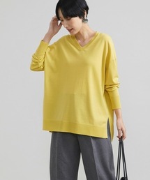 MICHEL KLEIN（ミッシェル・クラン）の「レーヨンストレッチVネックロングニット（ニット/セーター・レディース）」