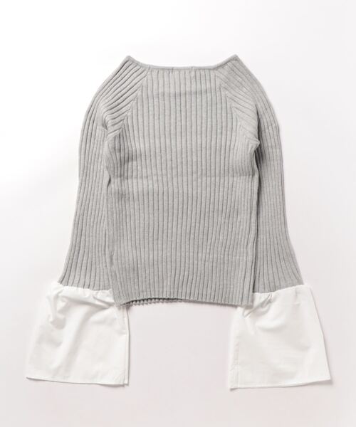 CHILLE（チル）の「袖切り替え ベルスリーブ ニット（ニット/セーター・レディース・ネイビー/グレー・FREE）」の3枚目の写真