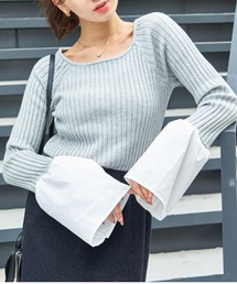 CHILLE | 袖切り替え ベルスリーブ ニット(ニット/セーター)