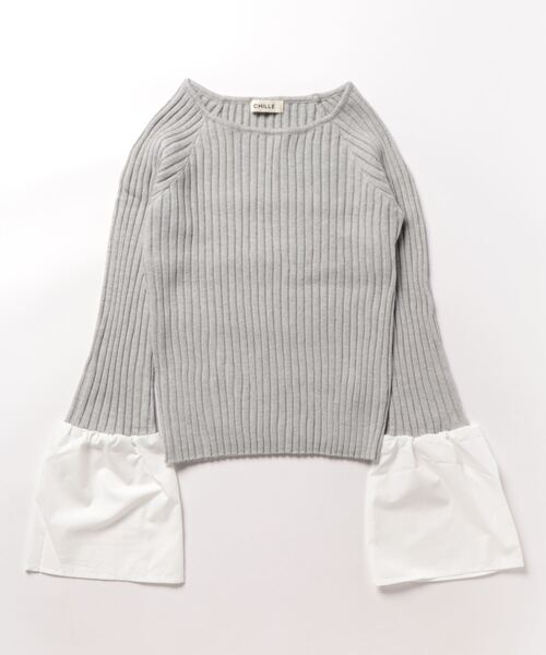 CHILLE（チル）の「袖切り替え ベルスリーブ ニット（ニット/セーター・レディース・ネイビー/グレー・FREE）」の16枚目の写真