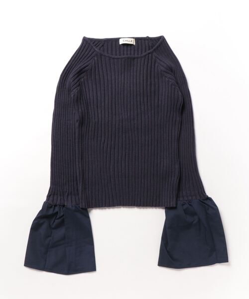 CHILLE（チル）の「袖切り替え ベルスリーブ ニット（ニット/セーター・レディース・ネイビー/グレー・FREE）」の17枚目の写真