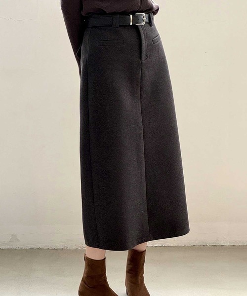OSYAREVO（オシャレボ）の「ベルト付き ミモレ丈 スカート（スカート・レディース・ブラウン/チャコール/ブラック・LARGE/MEDIUM）」の4枚目の写真