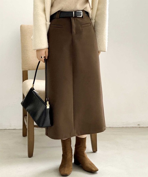 OSYAREVO（オシャレボ）の「ベルト付き ミモレ丈 スカート（スカート・レディース・ブラウン/チャコール/ブラック・LARGE/MEDIUM）」の8枚目の写真