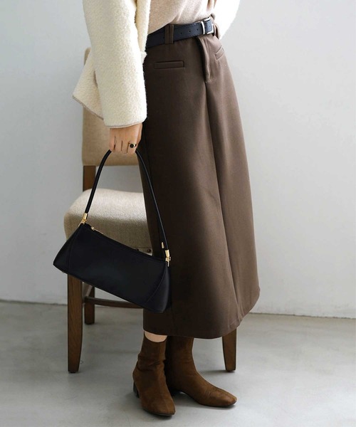 OSYAREVO（オシャレボ）の「ベルト付き ミモレ丈 スカート（スカート・レディース・ブラウン/チャコール/ブラック・LARGE/MEDIUM）」の9枚目の写真