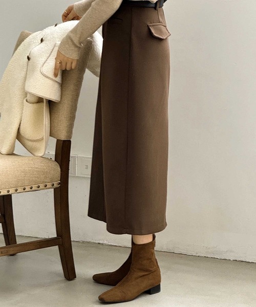 OSYAREVO（オシャレボ）の「ベルト付き ミモレ丈 スカート（スカート・レディース・ブラウン/チャコール/ブラック・LARGE/MEDIUM）」の10枚目の写真
