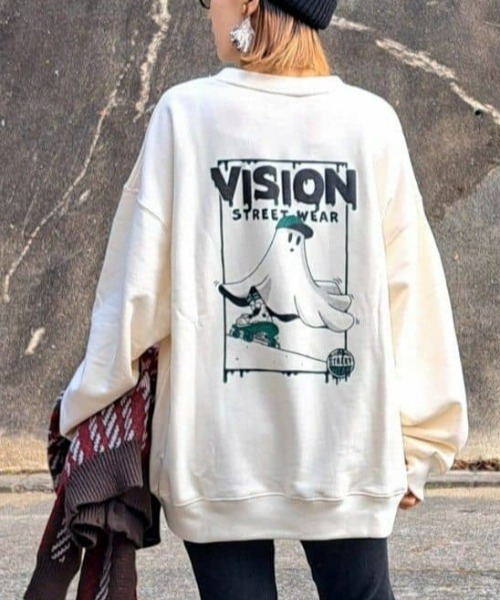 VISION STREET WEAR(ヴィジョンストリートウェア)の「【VISION STREET】別注 ゴーストプリントクルースウェット(スウェット・メンズ・ホワイト/ダークグレー/ブルー/グレー・L/M/XL)」の2枚目の写真