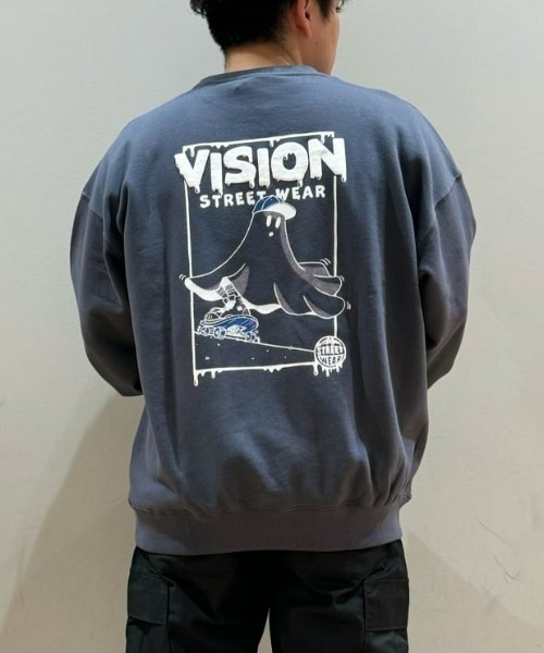 VISION STREET WEAR(ヴィジョンストリートウェア)の「【VISION STREET】別注 ゴーストプリントクルースウェット(スウェット・メンズ・ホワイト/ダークグレー/ブルー/グレー・L/M/XL)」の4枚目の写真
