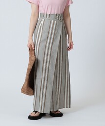 Demi-Luxe BEAMS | Demi-Luxe BEAMS / リネン混 ストライプ スカート(スカート)