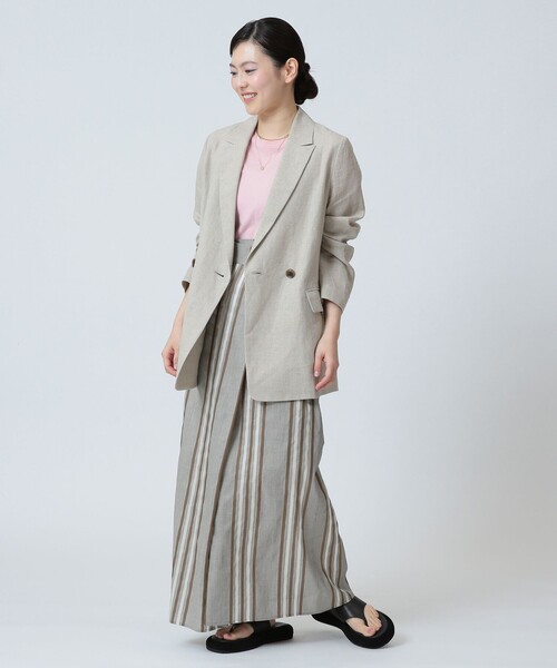 Demi-Luxe BEAMS（デミルクス ビームス）の「Demi-Luxe BEAMS / リネン混 ストライプ スカート（スカート・レディース・ブラック系/ベージュ系・38/36）」の8枚目の写真