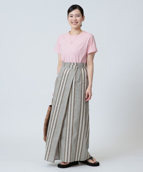 Demi-Luxe BEAMS（デミルクス ビームス）の「Demi-Luxe BEAMS / リネン混 ストライプ スカート（スカート・レディース・ブラック系/ベージュ系・38/36）」の9枚目の写真