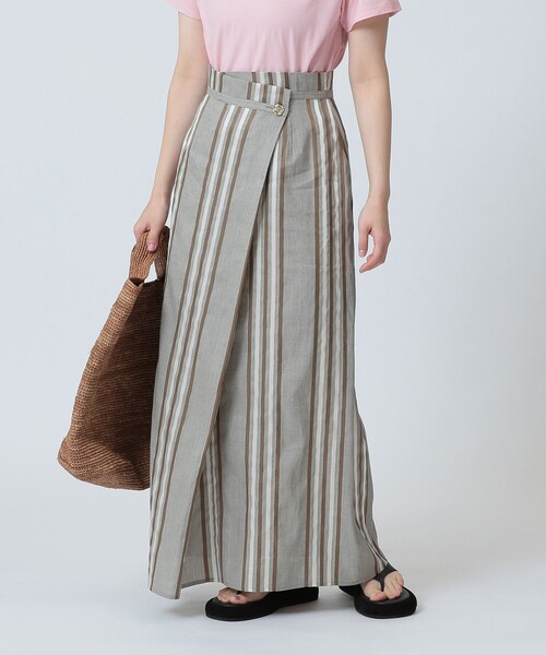 Demi-Luxe BEAMS（デミルクス ビームス）の「Demi-Luxe BEAMS / リネン混 ストライプ スカート（スカート・レディース・ブラック系/ベージュ系・38/36）」の11枚目の写真