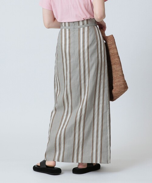 Demi-Luxe BEAMS（デミルクス ビームス）の「Demi-Luxe BEAMS / リネン混 ストライプ スカート（スカート・レディース・ブラック系/ベージュ系・38/36）」の12枚目の写真