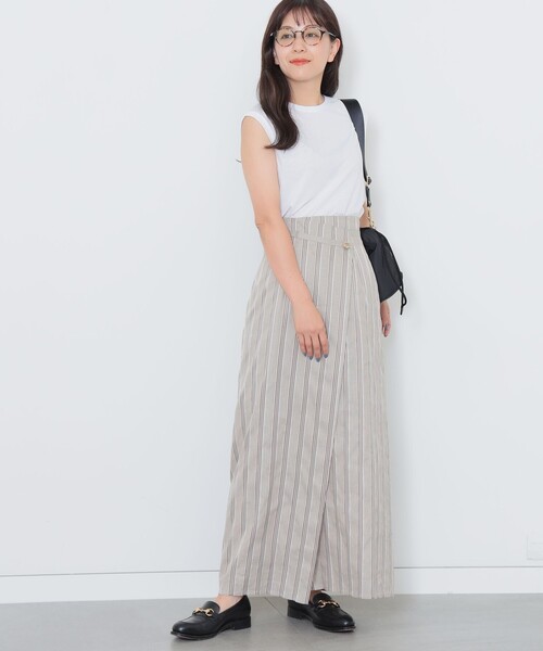 Demi-Luxe BEAMS（デミルクス ビームス）の「Demi-Luxe BEAMS / リネン混 ストライプ スカート（スカート・レディース・ブラック系/ベージュ系・38/36）」の13枚目の写真