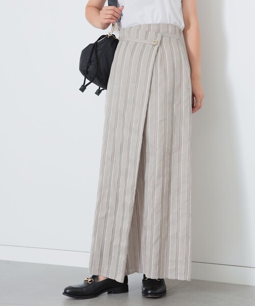 Demi-Luxe BEAMS（デミルクス ビームス）の「Demi-Luxe BEAMS / リネン混 ストライプ スカート（スカート・レディース・ブラック系/ベージュ系・38/36）」の16枚目の写真