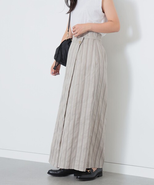 Demi-Luxe BEAMS（デミルクス ビームス）の「Demi-Luxe BEAMS / リネン混 ストライプ スカート（スカート・レディース・ブラック系/ベージュ系・38/36）」の17枚目の写真