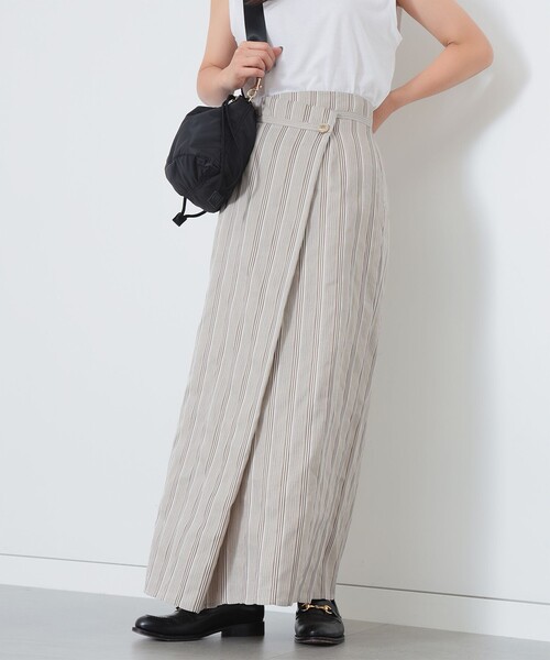Demi-Luxe BEAMS（デミルクス ビームス）の「Demi-Luxe BEAMS / リネン混 ストライプ スカート（スカート・レディース・ブラック系/ベージュ系・38/36）」の18枚目の写真