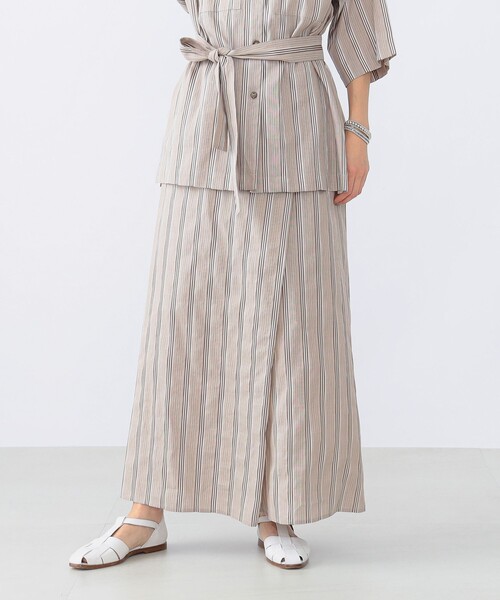 Demi-Luxe BEAMS（デミルクス ビームス）の「Demi-Luxe BEAMS / リネン混 ストライプ スカート（スカート・レディース・ブラック系/ベージュ系・38/36）」の22枚目の写真