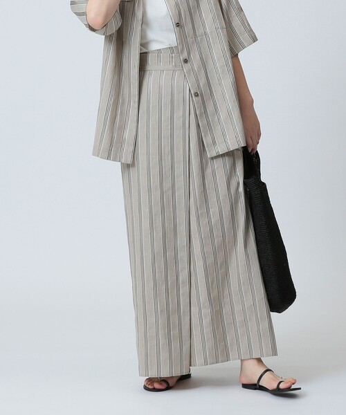 Demi-Luxe BEAMS（デミルクス ビームス）の「Demi-Luxe BEAMS / リネン混 ストライプ スカート（スカート・レディース・ブラック系/ベージュ系・38/36）」の4枚目の写真