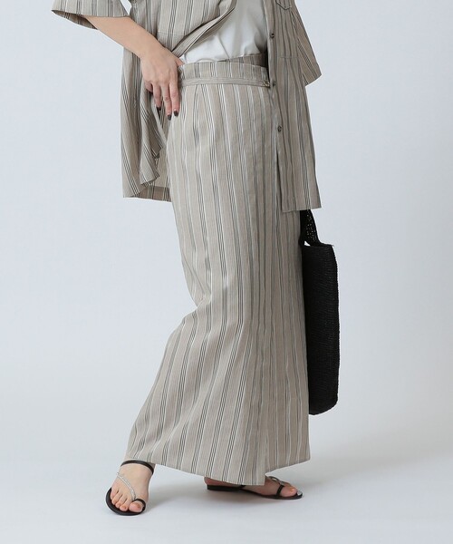 Demi-Luxe BEAMS（デミルクス ビームス）の「Demi-Luxe BEAMS / リネン混 ストライプ スカート（スカート・レディース・ブラック系/ベージュ系・38/36）」の5枚目の写真