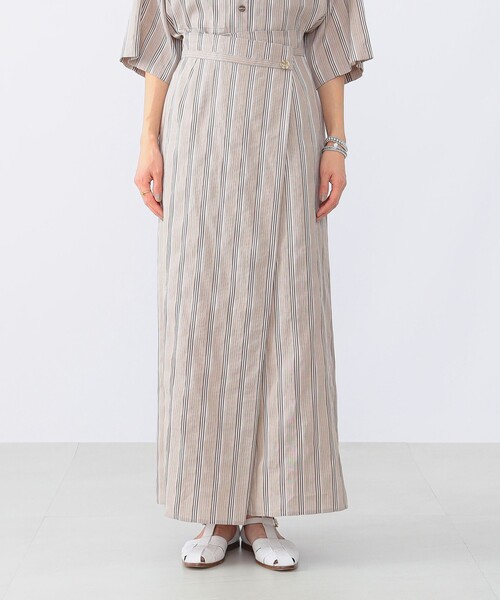 Demi-Luxe BEAMS（デミルクス ビームス）の「Demi-Luxe BEAMS / リネン混 ストライプ スカート（スカート・レディース・ブラック系/ベージュ系・38/36）」の7枚目の写真