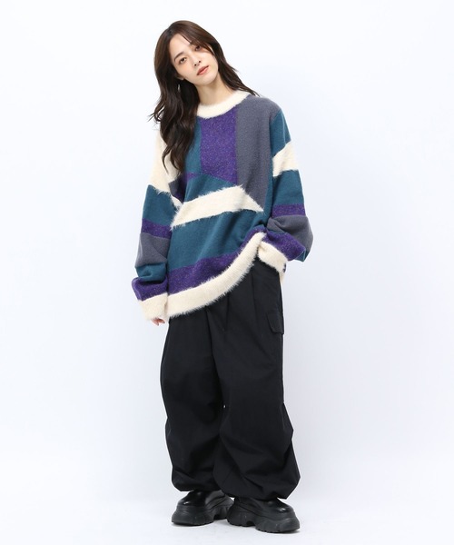 Anui（アニュイ）の「【UNISEX】バイカラーキカパターンニット（ニット/セーター・レディース・グレー系その他/ブルー系その他・MEDIUM）」の12枚目の写真