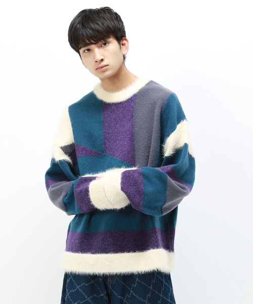 Anui（アニュイ）の「【UNISEX】バイカラーキカパターンニット（ニット/セーター・レディース・グレー系その他/ブルー系その他・MEDIUM）」の16枚目の写真