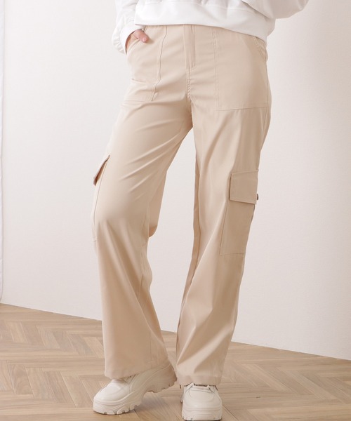 美品　45R ライトベージュ カーゴパンツ ゴムウエスト パンツドットジェーピー Pants.jp カーゴパンツ （ピンク